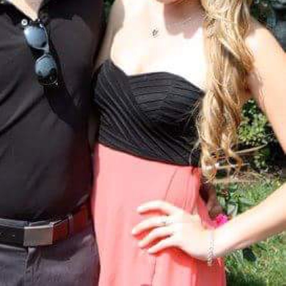 Criss-cross back strapless black and pink dress - Picture 3 of 3